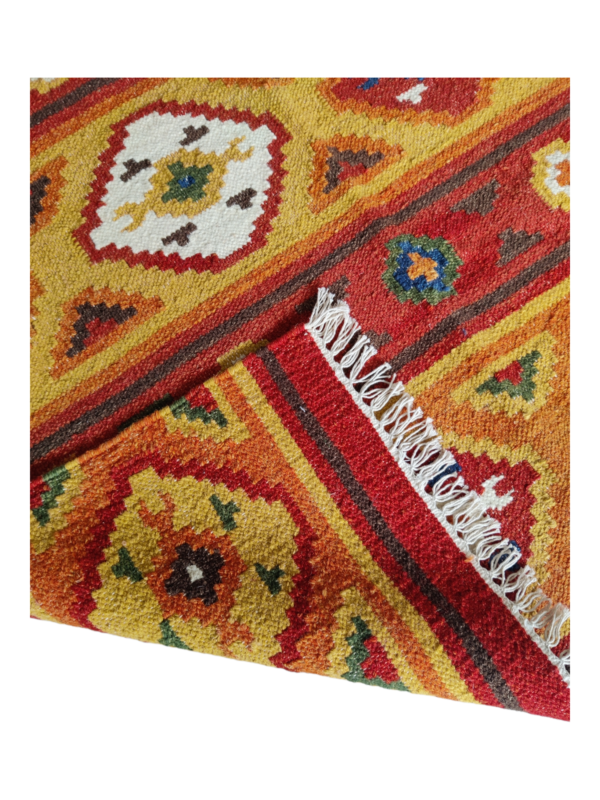 Colorful Kilim Rug Geometric Orange And Yellow Rug
