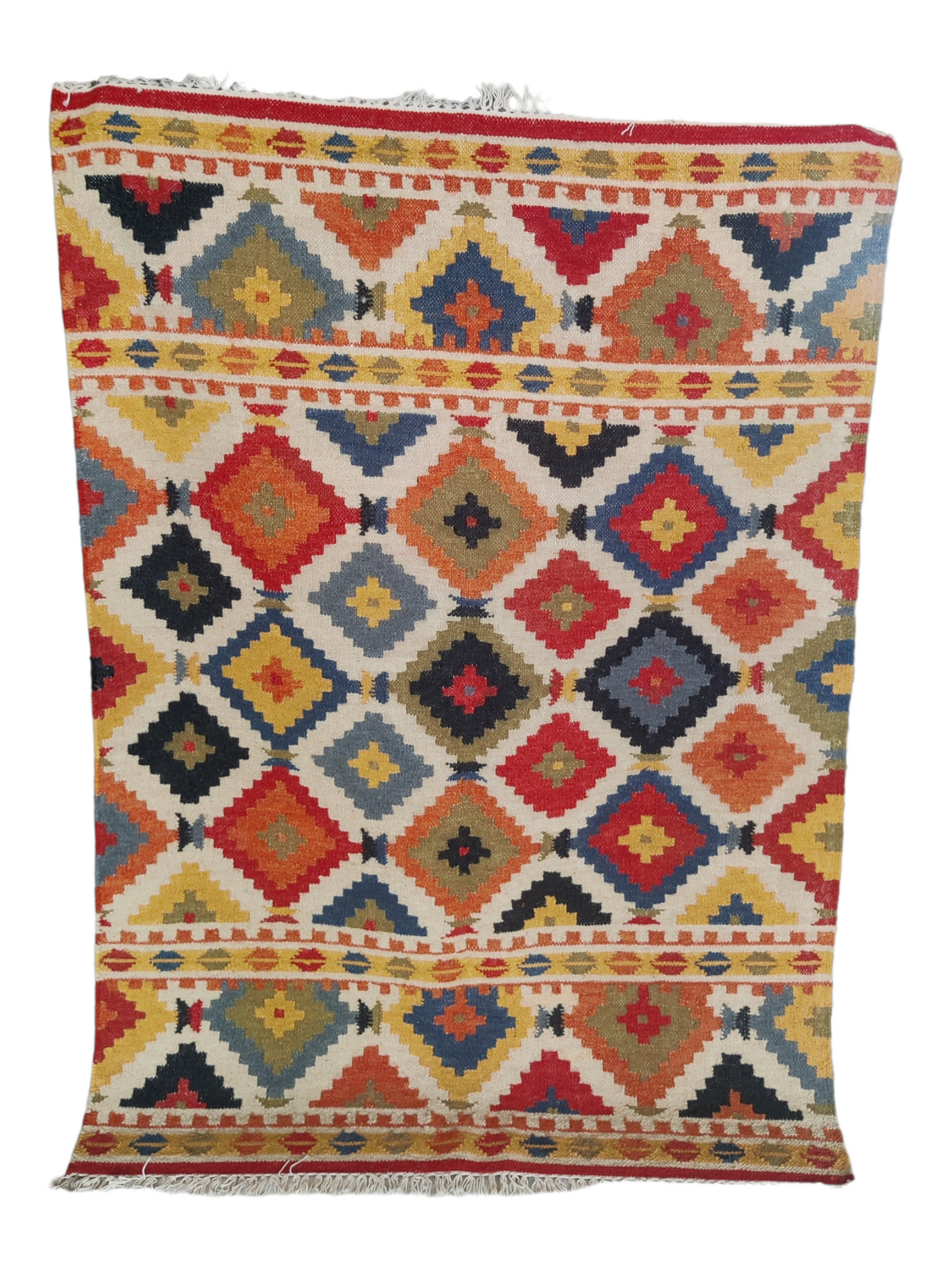 Kilim Flatweave Rug Geometric Multicolor Area Rug Floor Rugs