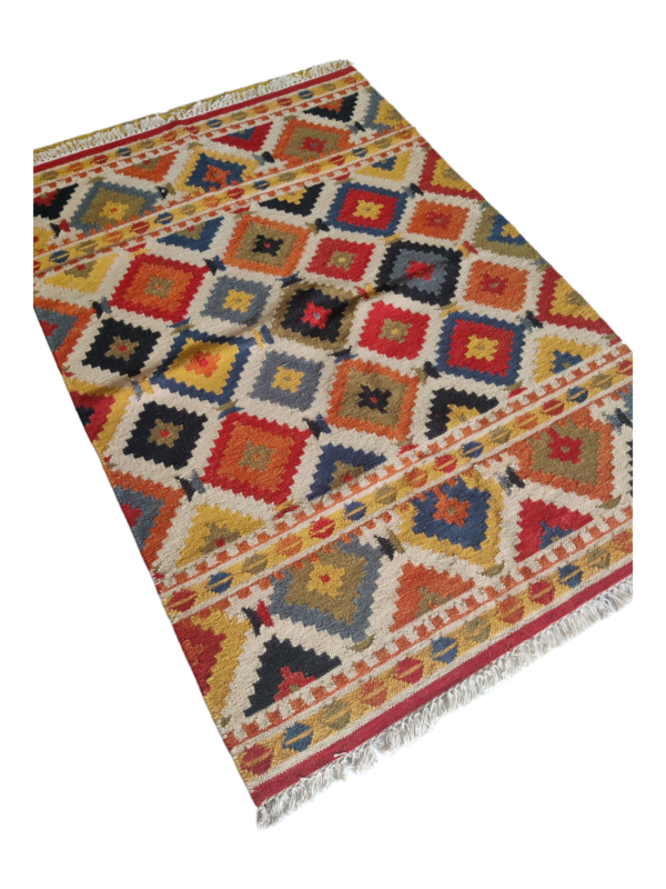 Kilim Flatweave Rug Geometric Multicolor Area Rug Floor Rugs