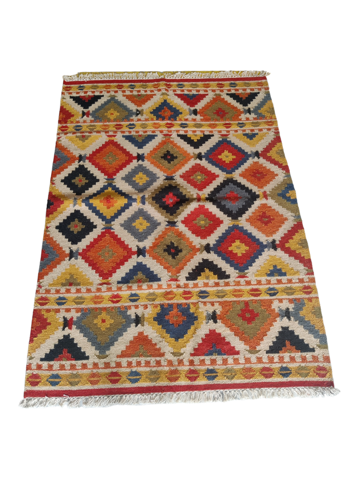 Kilim Flatweave Rug Geometric Multicolor Area Rug Floor Rugs