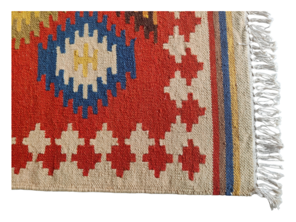 Natural Cotton Wool Kilim Dhurrie Rug Multicolor Handwoven Customized Large Rug