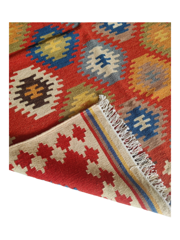 Natural Cotton Wool Kilim Dhurrie Rug Multicolor Handwoven Customized Large Rug