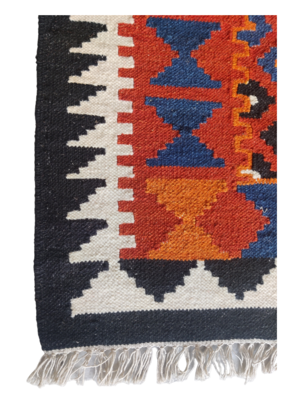 Colorful Cotton Wool Kilim Rugs Checkered Design Sofa Decor Rug