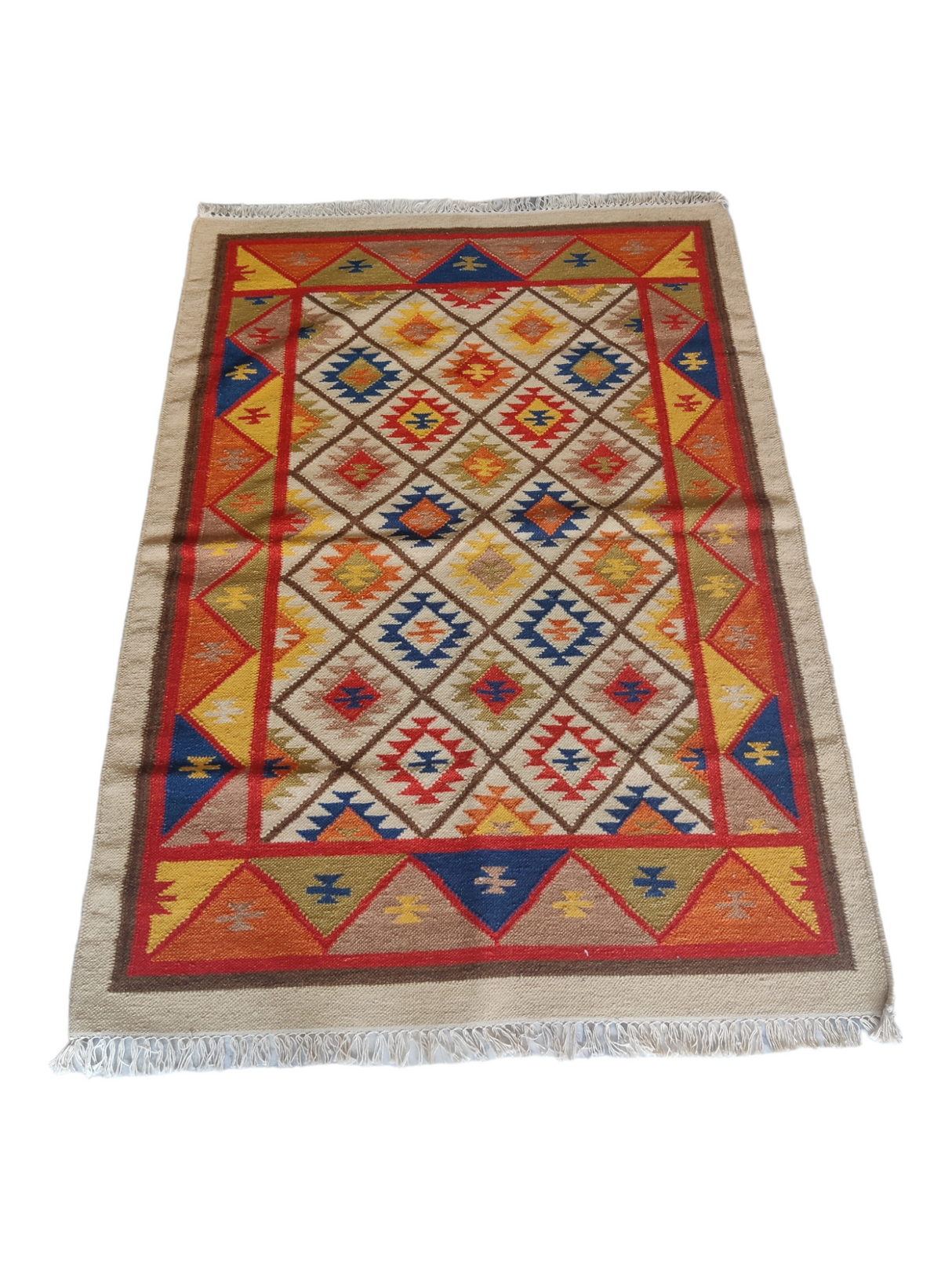 Wool Kilim Area Rugs Cotton Handmade Colorful Rug