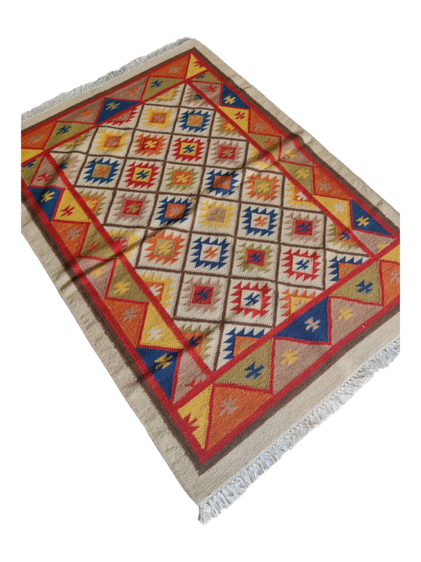 Wool Kilim Area Rugs Cotton Handmade Colorful Rug