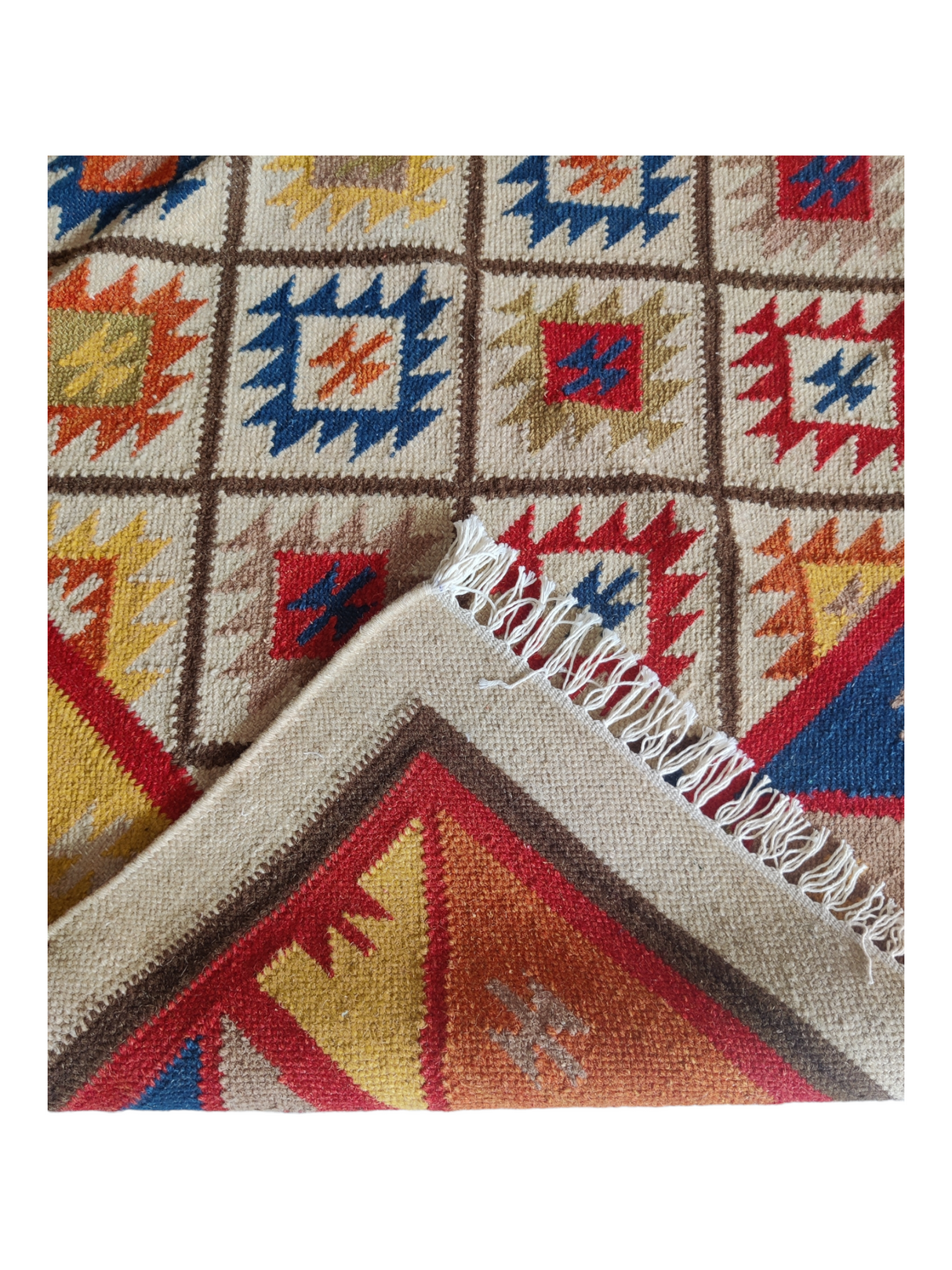 Wool Kilim Area Rugs Cotton Handmade Colorful Rug