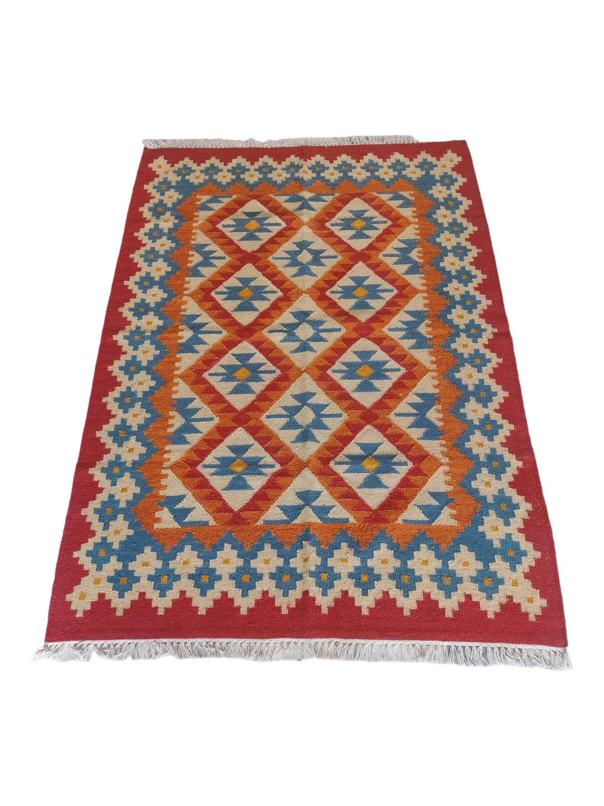 Hand Woven Kilim Rugs, Red And Blue Floor Rug