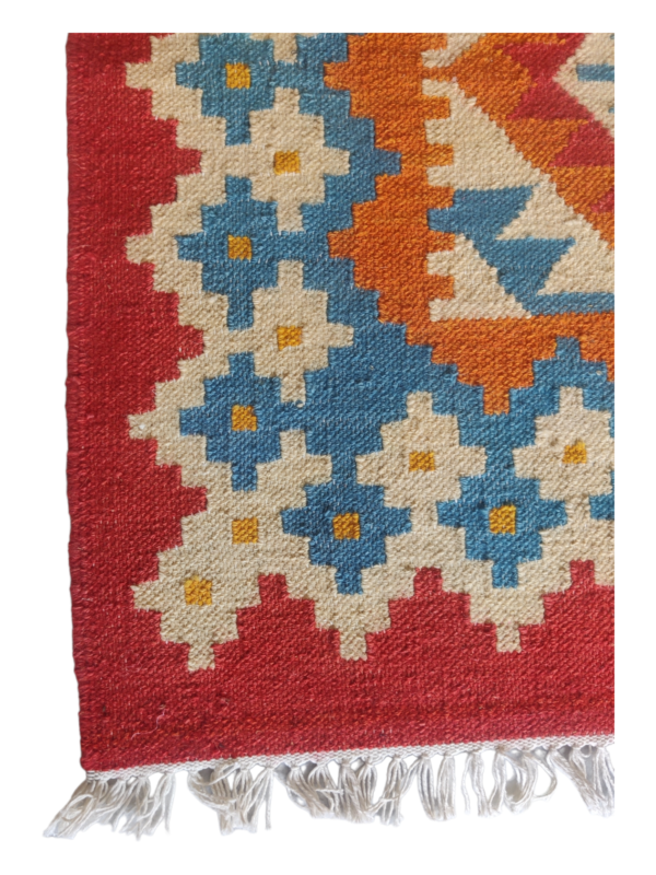 Hand Woven Kilim Rugs, Red And Blue Floor Rug