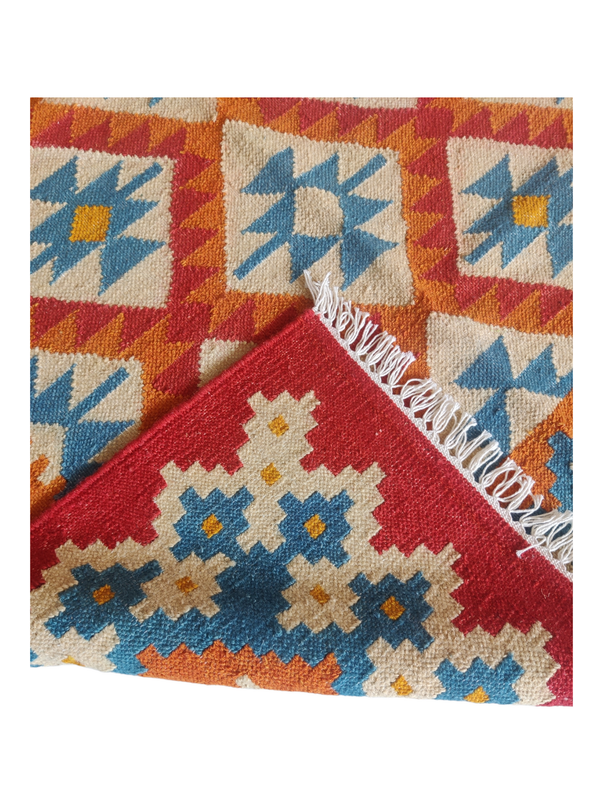 Hand Woven Kilim Rugs, Red And Blue Floor Rug