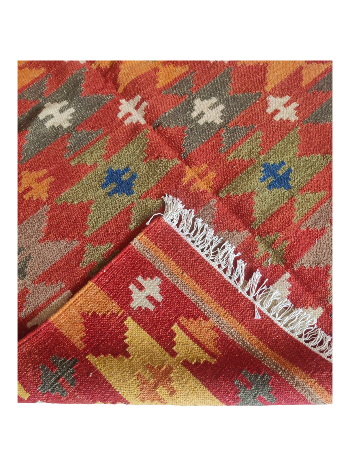 Colorful Kilim Rug Cotton Handmade Bedside