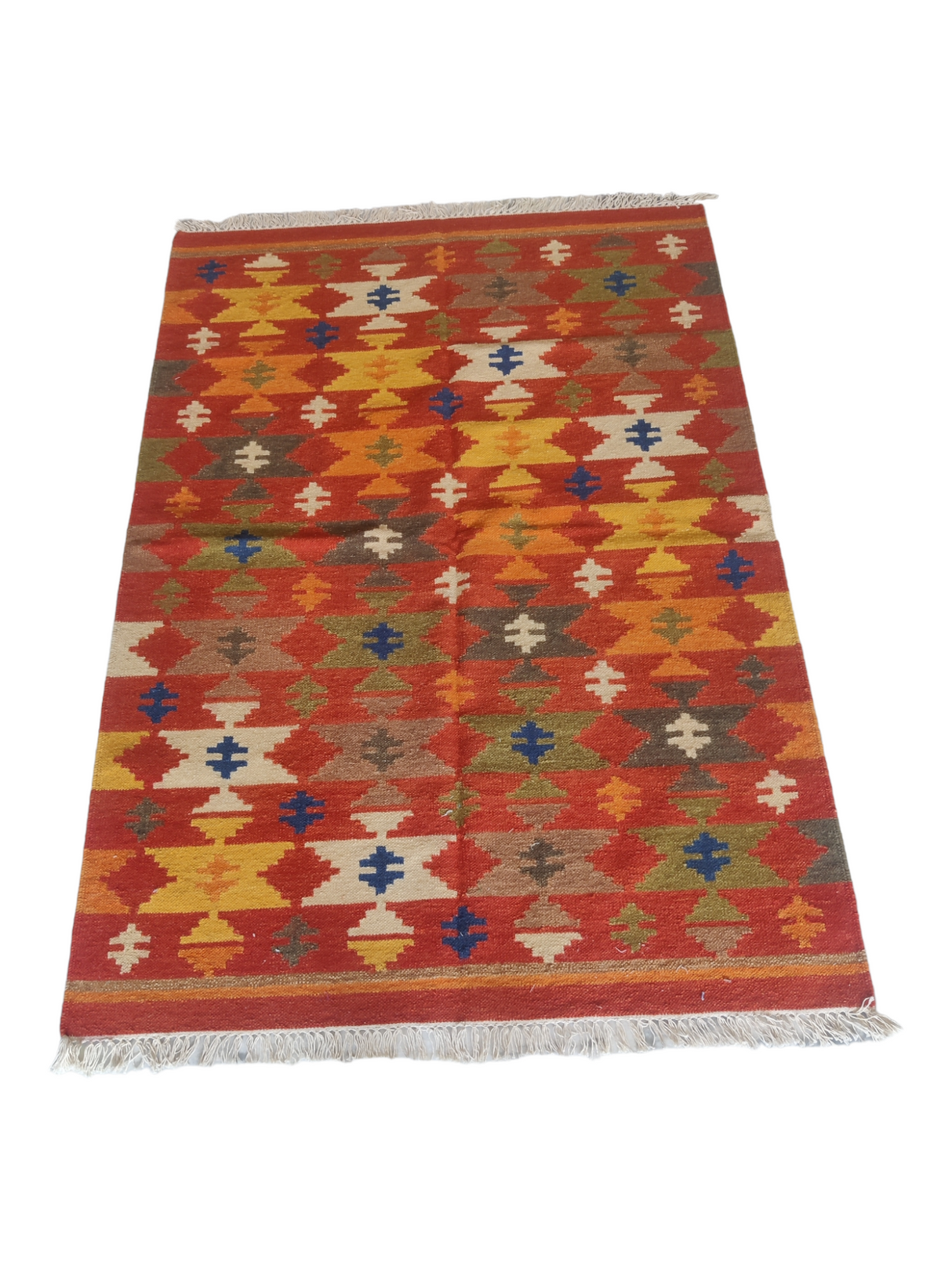 Colorful Kilim Rug Cotton Handmade Bedside