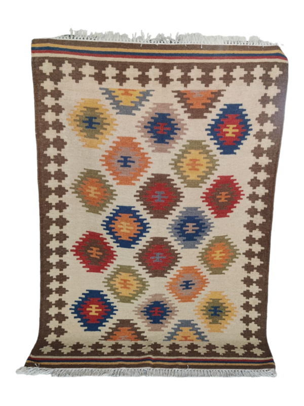 Kilim Area Rug, Reversible Handmade Cotton Wool Rug