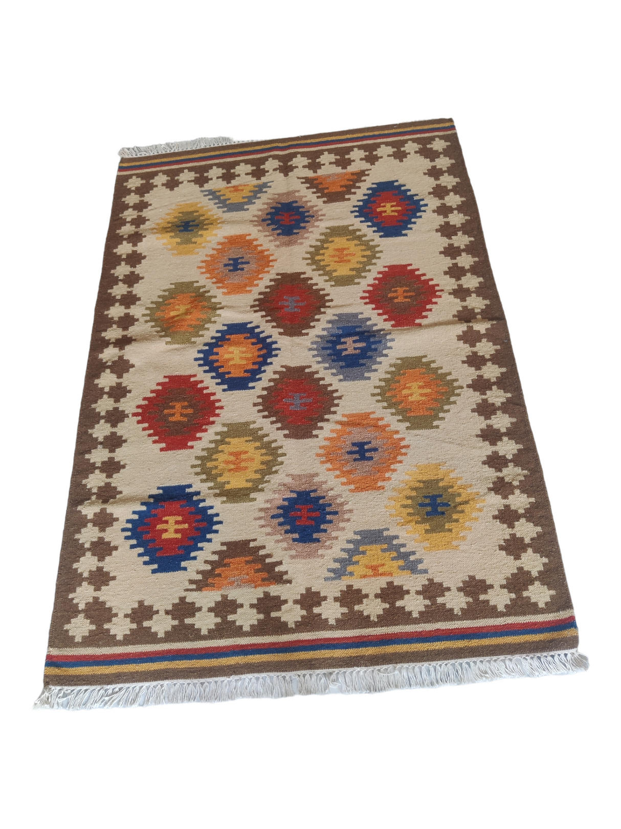 Kilim Area Rug, Reversible Handmade Cotton Wool Rug