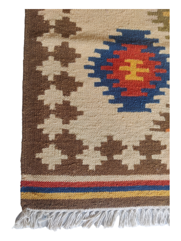 Kilim Area Rug, Reversible Handmade Cotton Wool Rug