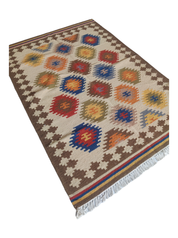 Kilim Area Rug, Reversible Handmade Cotton Wool Rug