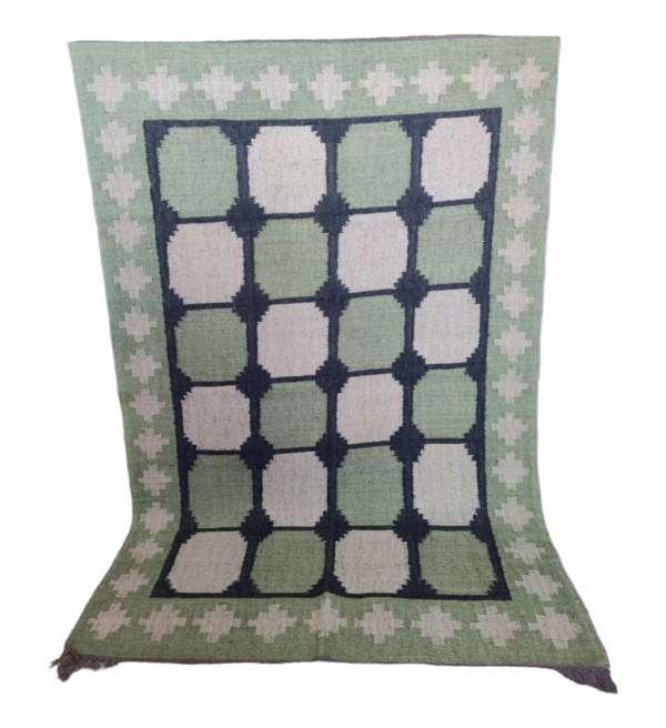 Neutral Wool Cotton Rug Green And White Designer Home Area Rug