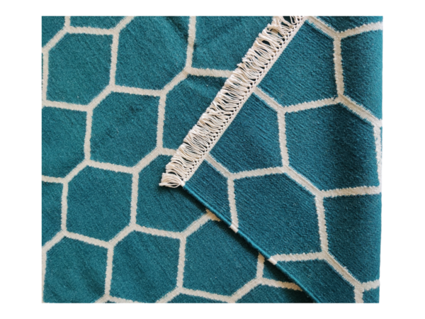 Wool Kilim Rug, Modern Handmade Wool and Cotton Turkish Carpet