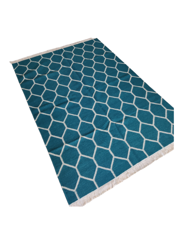 Wool Kilim Rug, Modern Handmade Wool and Cotton Turkish Carpet