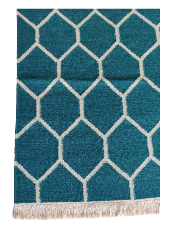 Wool Kilim Rug, Modern Handmade Wool and Cotton Turkish Carpet