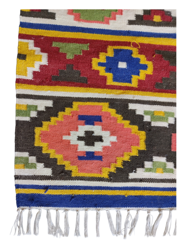 Kilim Flatweave Colorful Area Rug Multicolor Handmade Cotton Wool Rug