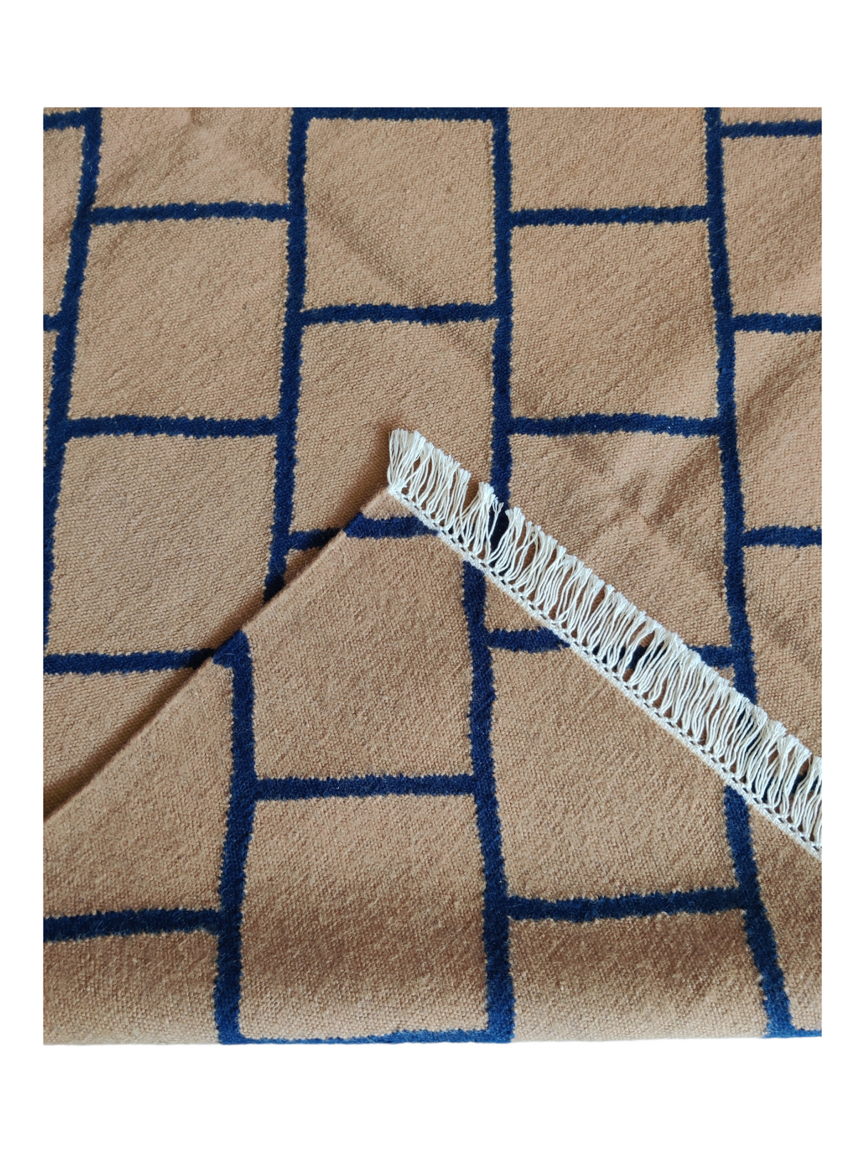 Cotton Wool Kilim Rug Hand Woven Boho Rug