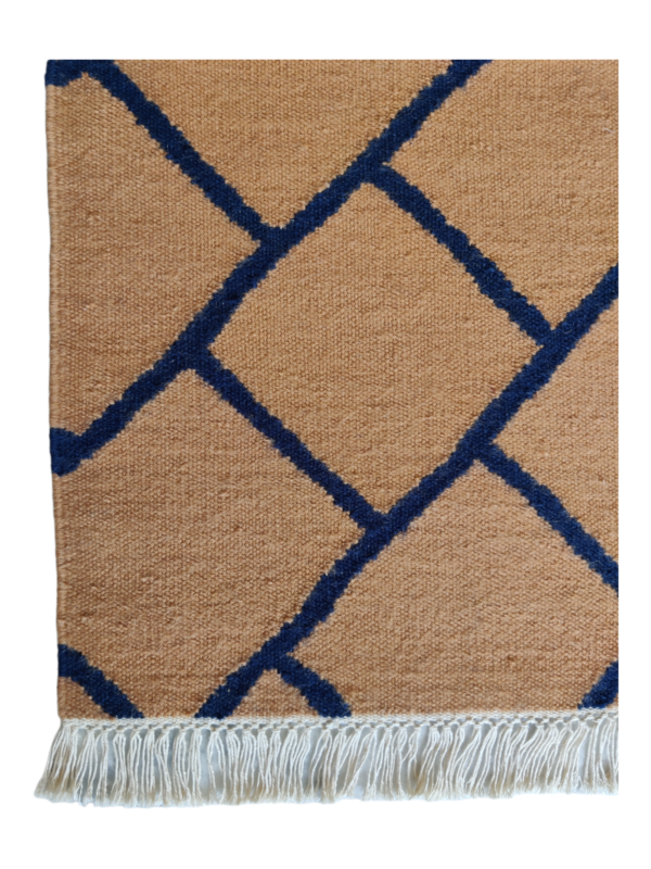 Cotton Wool Kilim Rug Hand Woven Boho Rug
