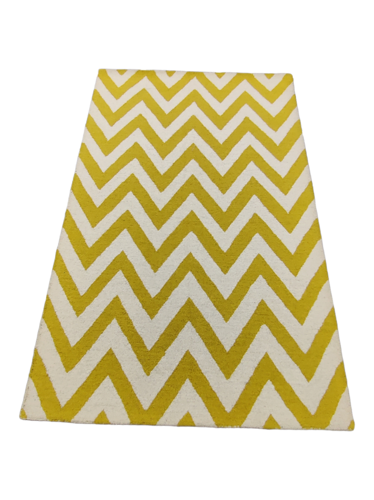 White And Yellow Zigzag Hand Tufted Carpet