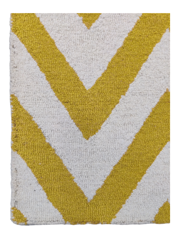White And Yellow Zigzag Hand Tufted Carpet