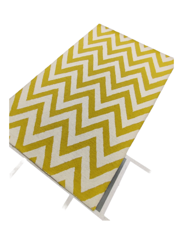 White And Yellow Zigzag Hand Tufted Carpet