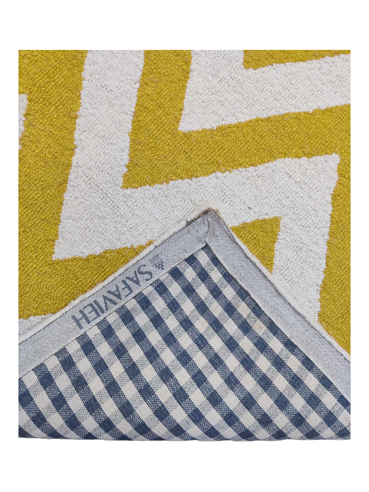 White And Yellow Zigzag Hand Tufted Carpet
