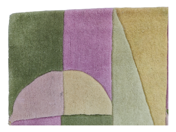 Tufted Wool Carpets, Green And Yellow Purple Hand Tufted Carpet