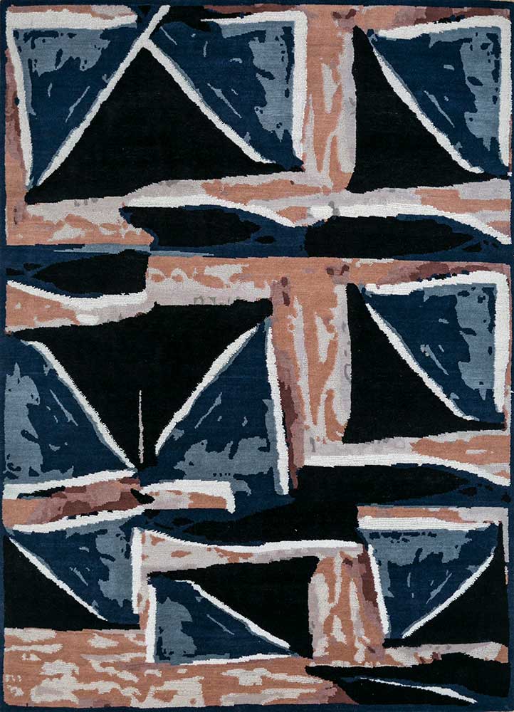 Sthir, Ebony/Medieval Blue Hand Knotted Rugs