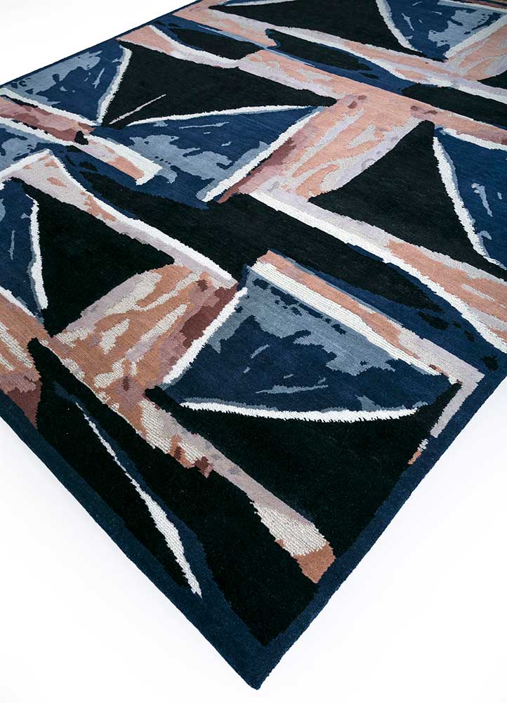 Sthir, Ebony/Medieval Blue Hand Knotted Rugs