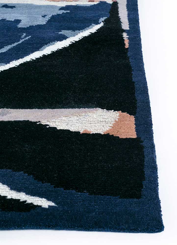 Sthir, Ebony/Medieval Blue Hand Knotted Rugs