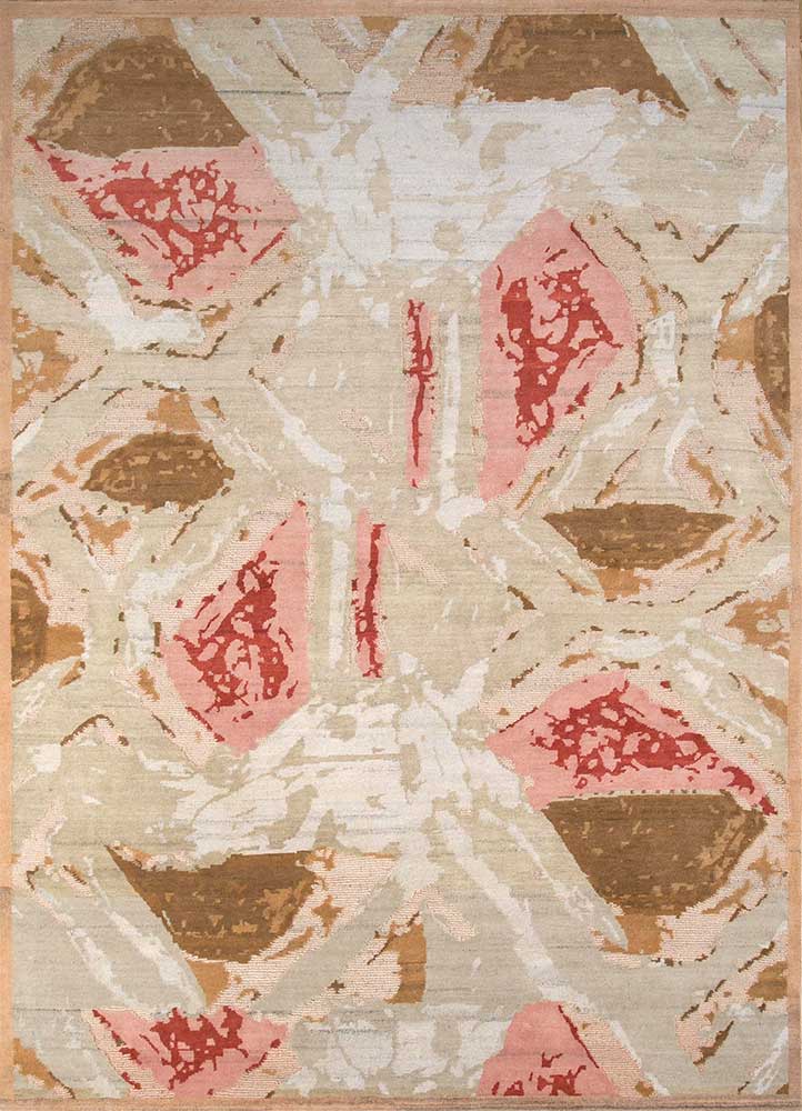Sthir,Dark Ivory/French Peach Hand Knotted Rugs