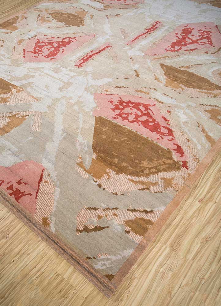 Sthir,Dark Ivory/French Peach Hand Knotted Rugs