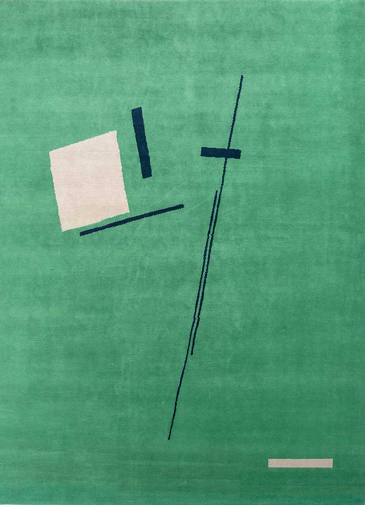 Sthir, Hand Knotted Bamboo Silk Wool Rug