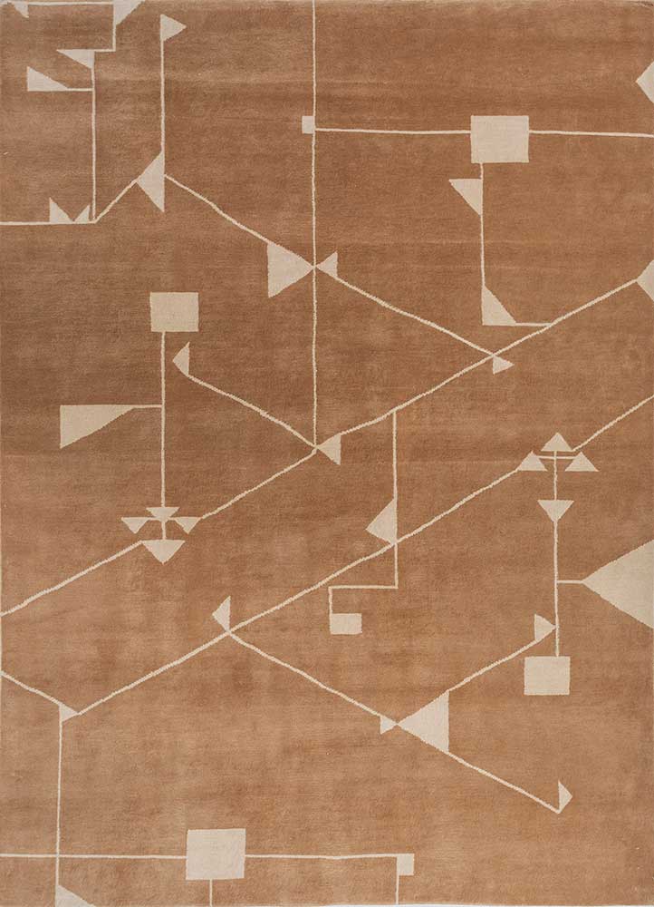 Sthir,Indian Tan/Linen White Hand Knotted Heriz Rugs