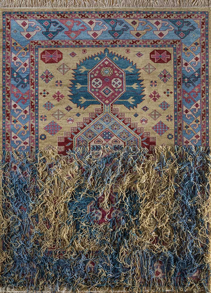 Savana Bright Gold/Ink Blue Hand Knotted Ethical Rugs