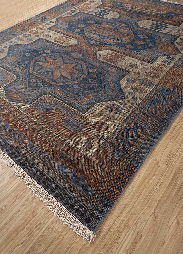 Navy/Rust High-Quality Hand Knotted Heriz Rugs