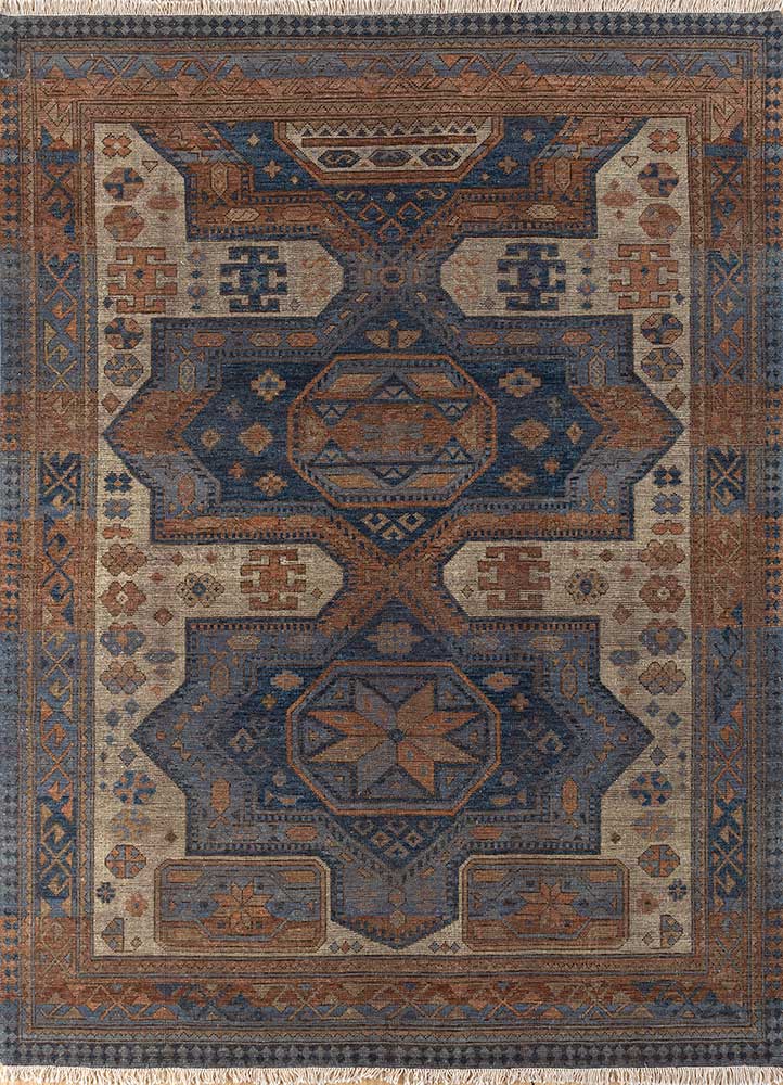 Navy/Rust High-Quality Hand Knotted Heriz Rugs