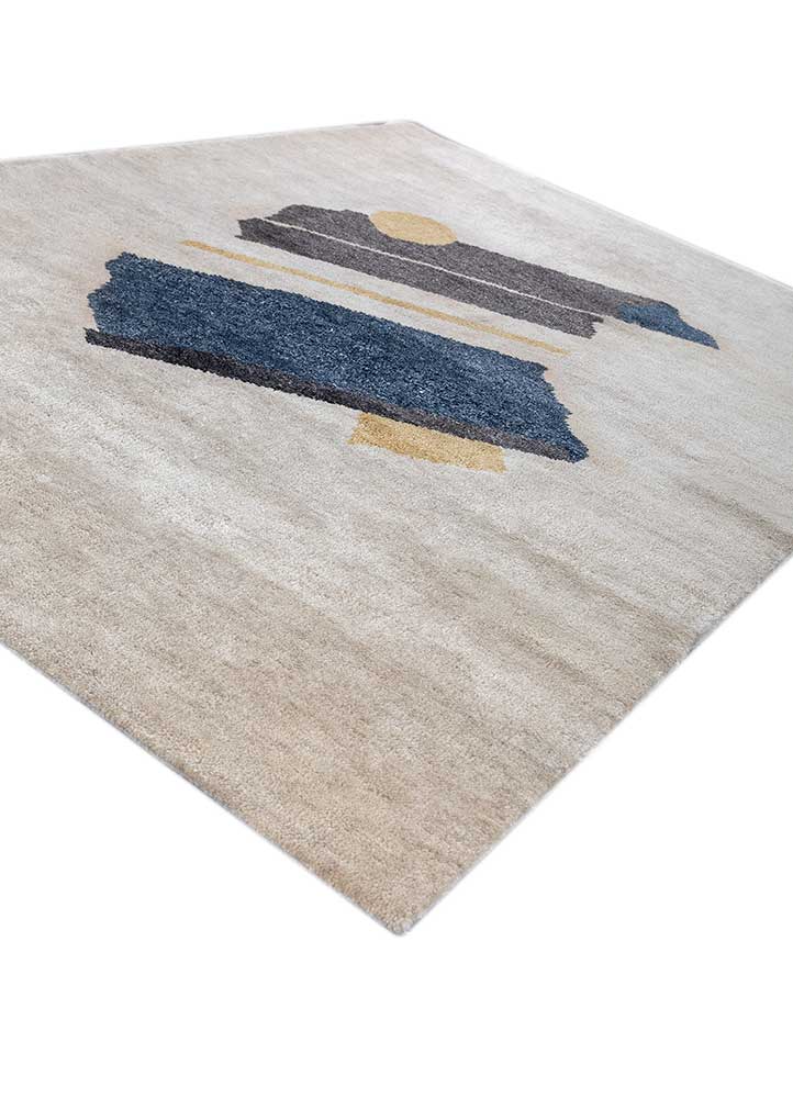 Sthir, Medium Tan/Alaskan Blue Hand Knotted Rugs