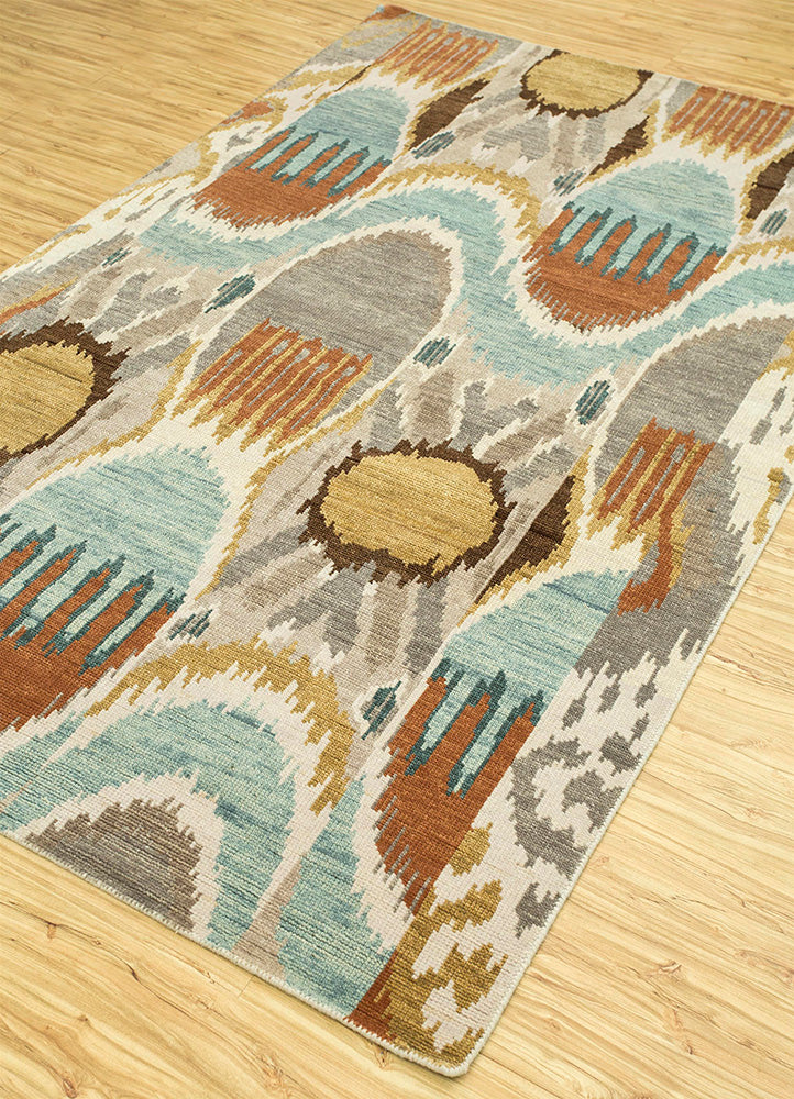 Savana White/Light Turquoise Hand Knotted Rugs