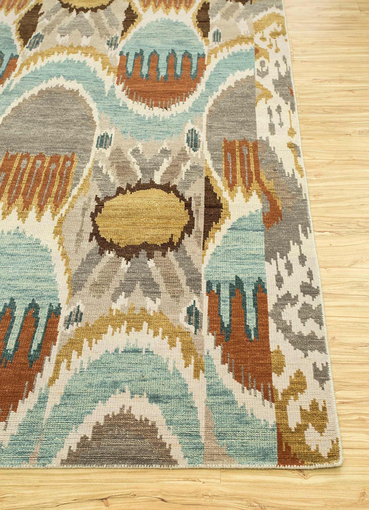 Savana White/Light Turquoise Hand Knotted Rugs