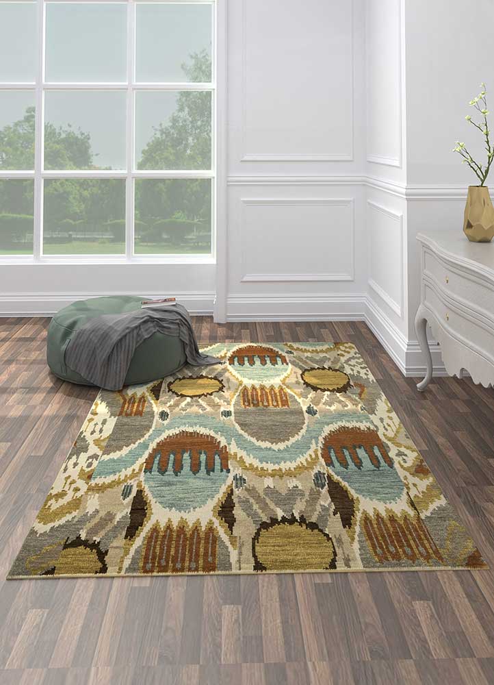 Savana White/Light Turquoise Hand Knotted Rugs