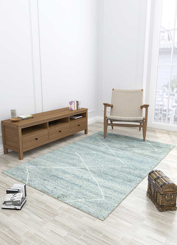 Zuri Blue Haze/White Hand Knotted Rugs
