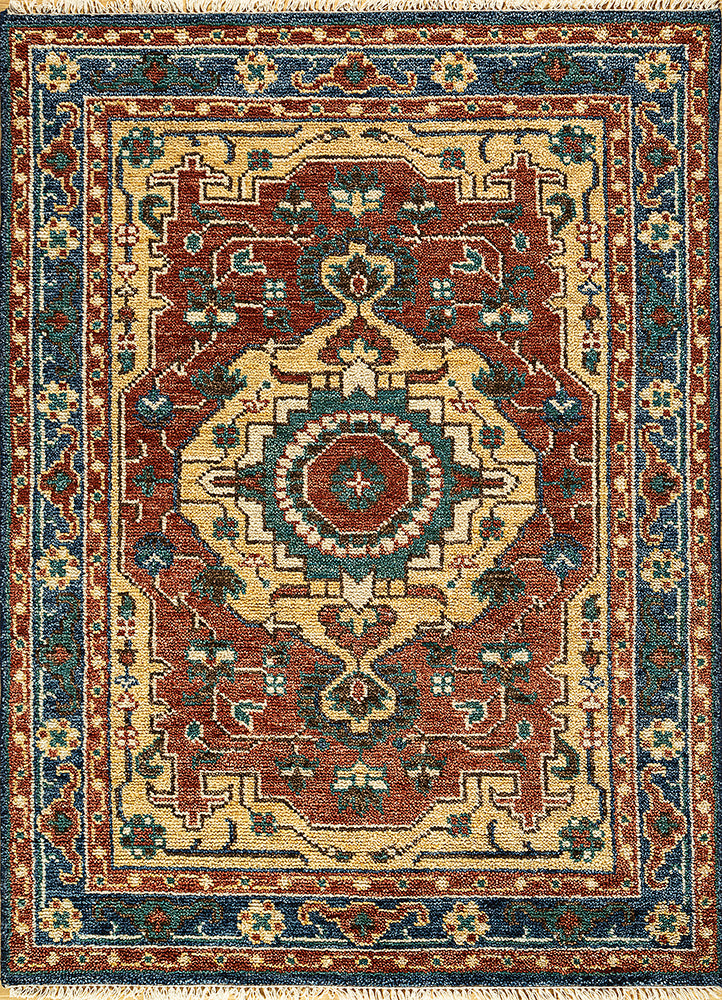 Savana Medium Ruby/Navy Blue Hand Knotted Rugs