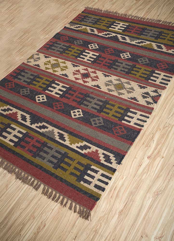 Kilim Area Rug, Jute Kilim Short Hills Rug