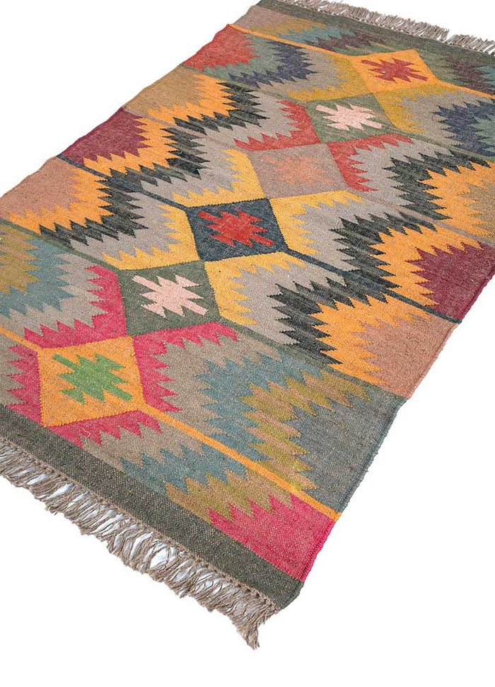 Wool Jute Kilim Flatweave Handmade Rug