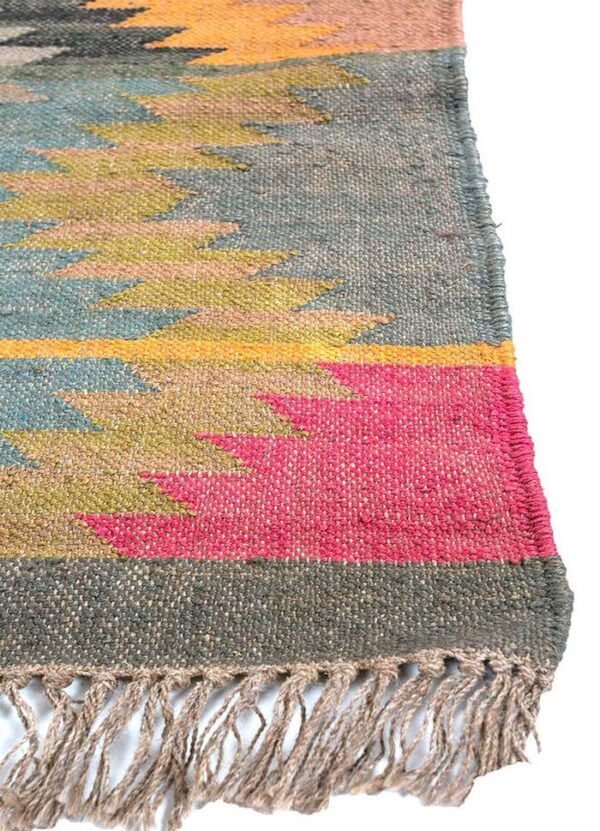 Wool Jute Kilim Flatweave Handmade Rug